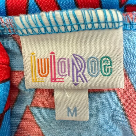 LuLaRoe Azure Skirt Womens M Blue and Red Geometric Print Fun Sassy Comfortable - Picture 4 of 7